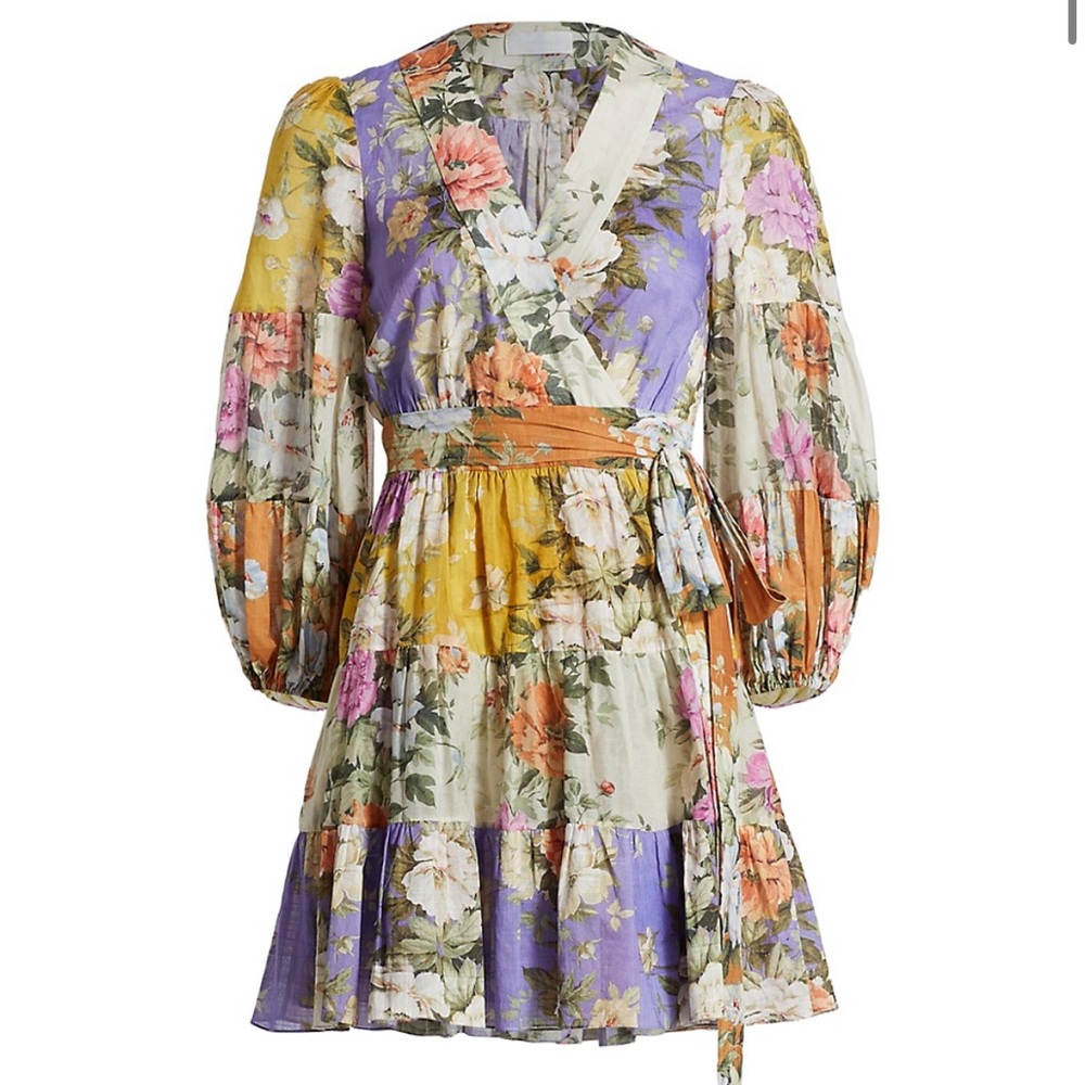 NWT Zimmermann tiered floral print cotton-gauze wrap dress size 6 (US) (AusSz 1)
